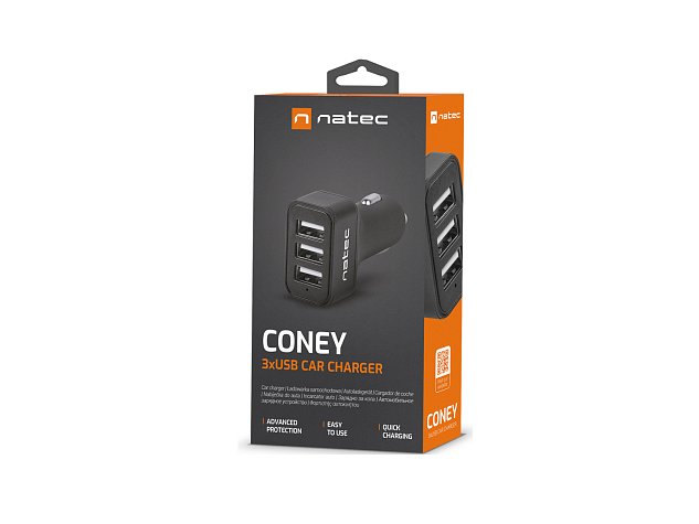 Natec nabíječka do auta CONEY, 2XUSB, 1XUSB-C, 84W