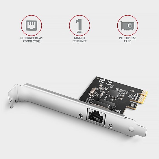 AXAGON PCEE-GRL, PCIe síťová karta - 1x Gigabit Ethernet port (RJ-45), Realtek 8111L, vč. LP