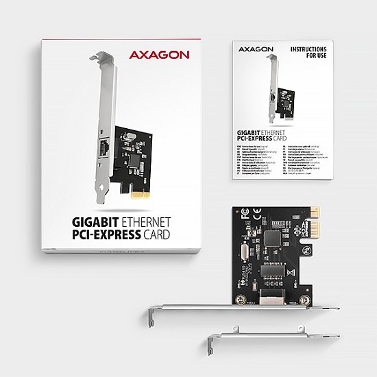 AXAGON PCEE-GRL, PCIe síťová karta - 1x Gigabit Ethernet port (RJ-45), Realtek 8111L, vč. LP