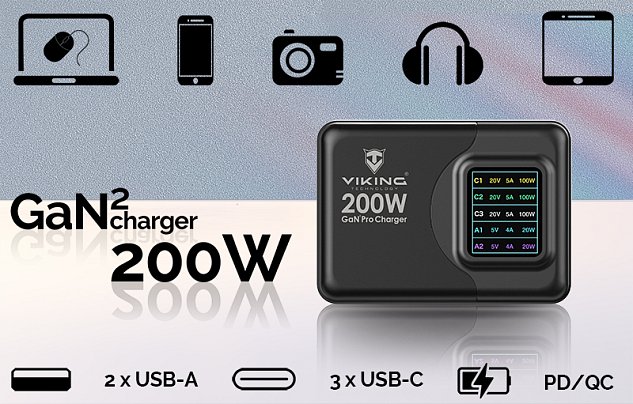 Viking USB GaN charger 200W PD PRO
