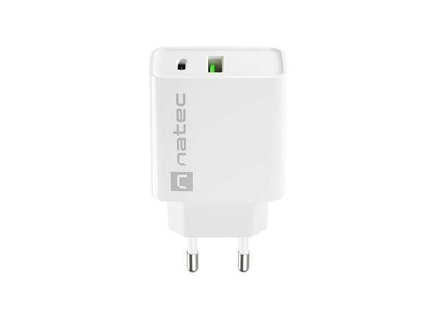 Universální nabíječka Natec RIBERA 20W 1X USB-A + 1X USB-C, bílá