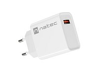 Universální nabíječka Natec RIBERA 18W 1X USB-A, bílá