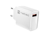 Universální nabíječka Natec RIBERA 18W 1X USB-A, bílá