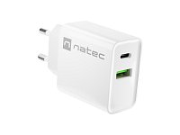 Universální nabíječka Natec RIBERA 20W 1X USB-A + 1X USB-C, bílá