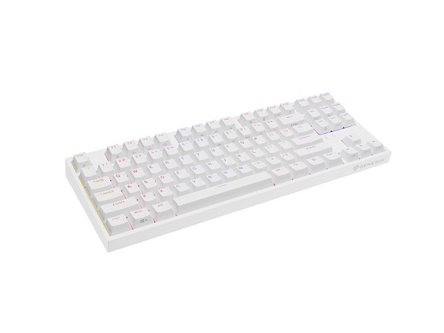 Genesis herní mechanická klávesnice THOR 404/RGB/Gateron Yellow Pro/Drátová USB/US layout/Bílá