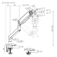 Držák monitoru Brateck LDT60-C012 jedno rameno mechanická pružina Heavy Duty