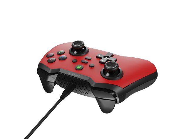 Drátový gamepad Genesis MANGAN 300, pro PC/Switch/Mobil, červený