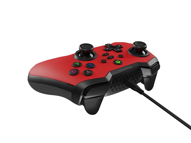 Drátový gamepad Genesis MANGAN 300, pro PC/Switch/Mobil, červený