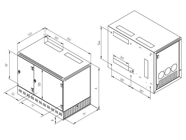 19' rozv.nást.12U/900x540mm+2U,server vpravo,černý