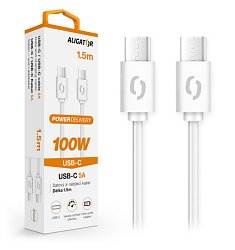 Datový kabel ALIGATOR POWER 100W, USB-C/USB-C 5A, 1,5m bílý