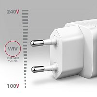 AXAGON ACU-DPQ65W, GaN nabíječka do sítě 65W, 3x port (USB-A + dual USB-C), PD3.0/QC4+/PPS/Apple