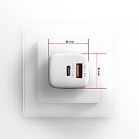 AXAGON ACU-PQ20W nabíječka do sítě 20W, 2x port (USB-A + USB-C), PD3.0/PPS/QC4+/AFC/Apple, bílá