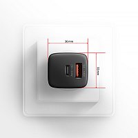 AXAGON ACU-PQ20 nabíječka do sítě 20W, 2x port (USB-A + USB-C), PD3.0/PPS/QC4+/AFC/Apple, černá