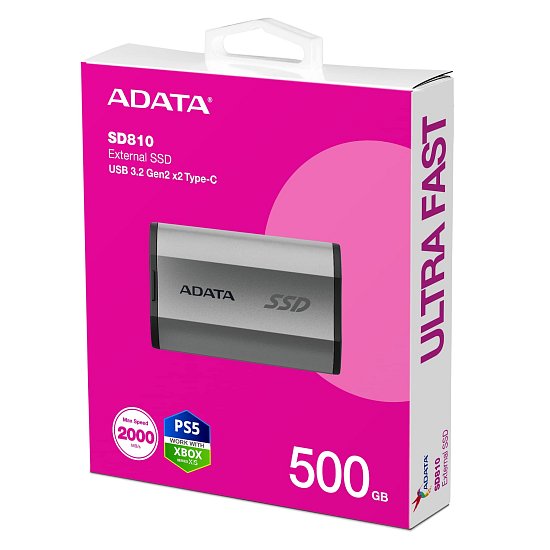 ADATA externí SSD SE810 500GB stříbrná