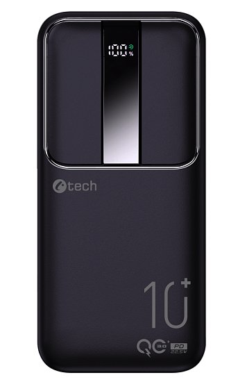 Powerbanka C-tech 10000mAh, Li-Pol, 22,5W, USB-C/USB-A/micro USB
