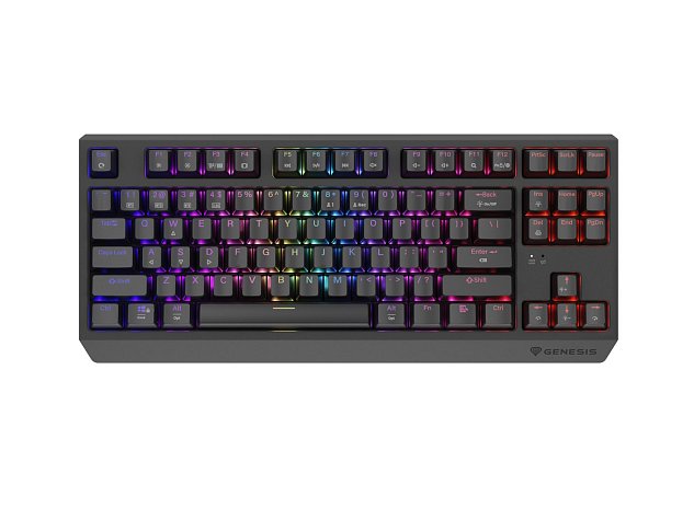 GENESIS herní klávesnice THOR 230/TKL/RGB/Outemu Silent Lemon/Bezdrátová USB + Bluetooth/US layout/Č