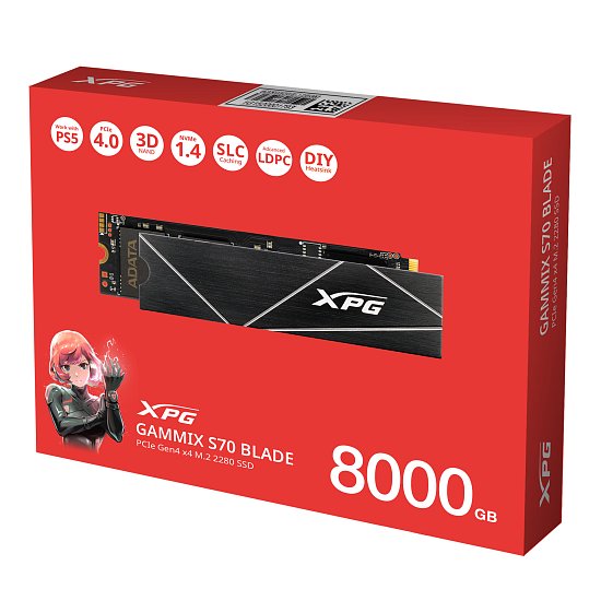 ADATA GAMMIX S70 BLADE/8TB/SSD/M.2 NVMe/Černá/Heatsink/5R