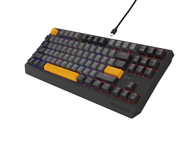 Genesis herní klávesnice THOR 230/TKL/RGB/Outemu Red/Drátová USB/US layout/Anchor Negative Šedá