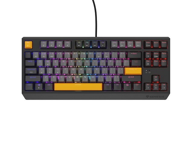 Genesis herní klávesnice THOR 230/TKL/RGB/Outemu Red/Drátová USB/US layout/Anchor Negative Šedá