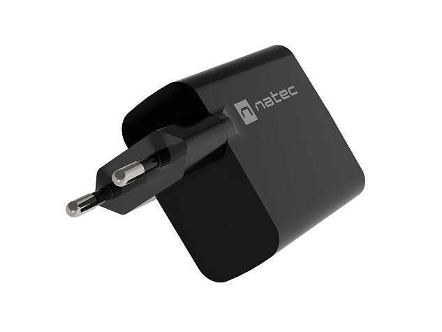 Univerzální USB nabíječka Natec RIBERA GaN 45W, 1X USB-A, 1X USB-C, černá