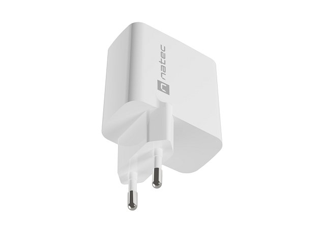 Univerzální USB nabíječka Natec RIBERA GaN 45W, 1X USB-A, 1X USB-C, bílá