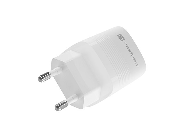 Universální USB nabíječka Natec RIBERA GaN 30W, 1X USB-A, 1X USB-C, Bílá