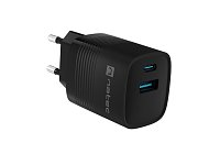 Univerzální USB nabíječka Natec RIBERA GaN 30 W, 1X USB-A, 1X USB-C, černá