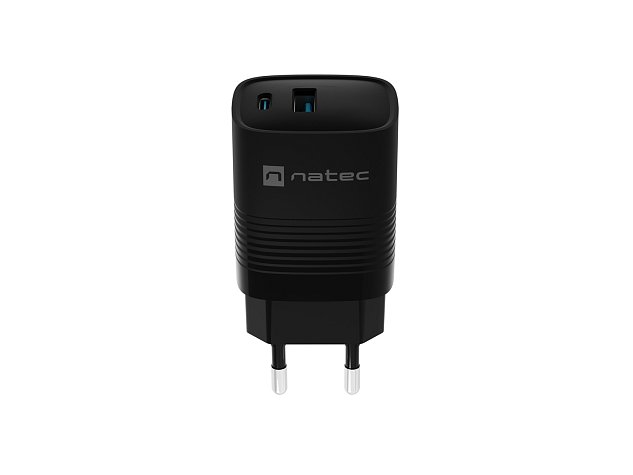 Univerzální USB nabíječka Natec RIBERA GaN 30 W, 1X USB-A, 1X USB-C, černá