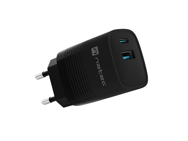 Univerzální USB nabíječka Natec RIBERA GaN 30 W, 1X USB-A, 1X USB-C, černá