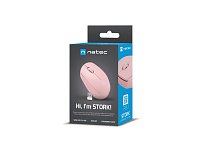 Myš Natec STORK/Kancelářská/Optická/1 600 DPI/Bezdrátová USB/Růžová