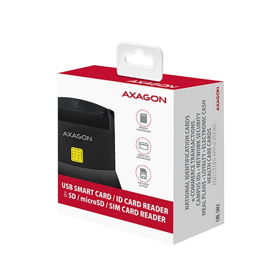 AXAGON CRE-SM2, USB-A StandReader 4-slot čtečka Smart card (eObčanka) + SD/microSD/SIM, kabel 1.3 m