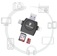VIKING ČTEČKA PAMĚŤOVÝCH KARET V4 USB3.0 4V1 černá VIKING ČTEČKA PAMĚŤOVÝCH KARET V4 USB3.0 4V1 černá