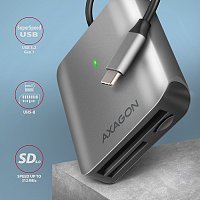 AXAGON CRE-S3C, USB-C 3.2 Gen 1 - SUPERSPEED čtečka karet 3-slot & lun SD/microSD/CF, podpora UHS-II