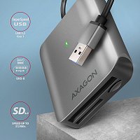 AXAGON CRE-S3, USB-A 3.2 Gen 1 - SUPERSPEED čtečka karet, 3-slot & lun SD/microSD/CF, podpora UHS-II