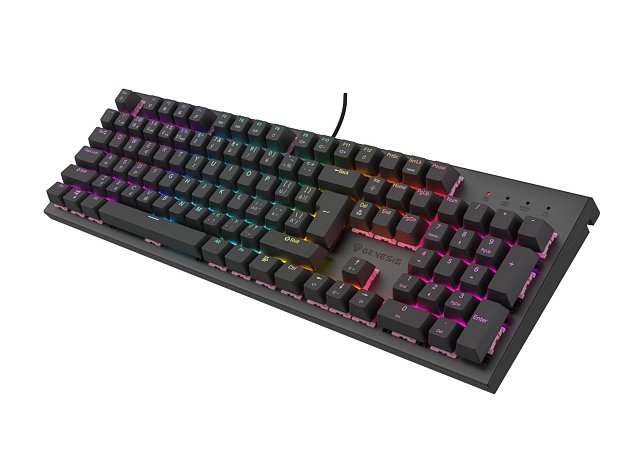 Genesis tichá herní klávesnice THOR 303/RGB/Outemu Peach Silent/Drátová USB/CZ-SK layout/Černá