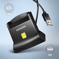 AXAGON CRE-SM4N, USB-A StandReader čtečka kontaktních karet Smart card (eObčanka), kabel 1.3m