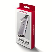 AXAGON HMC-6G2L, USB 10Gb/s hub, 2x USB-A, 1x USB-C, HDMI 4k/60, RJ-45, PD 100W, kabel USB-C 15cm