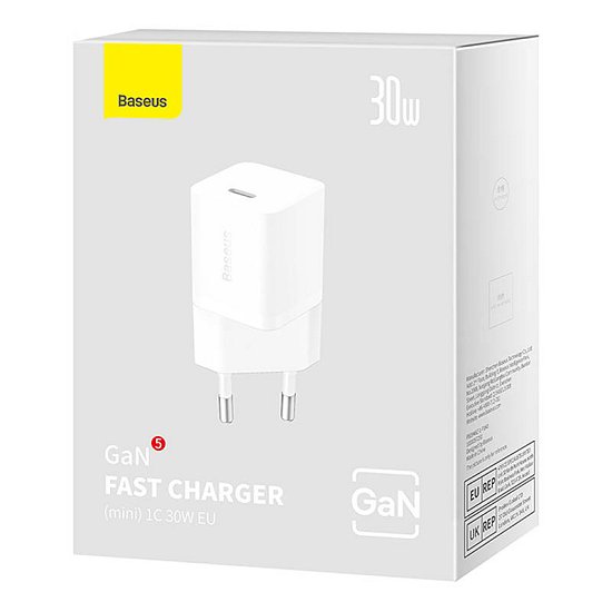 Baseus Rychlonabíječka do sítě GaN5 Mini 30W EU bílá