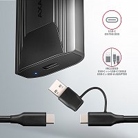 AXAGON EEM2-GTS2, USB-C 10Gbps - M.2 NVMe & SATA SSD kovový THIN box, bezšroubkový