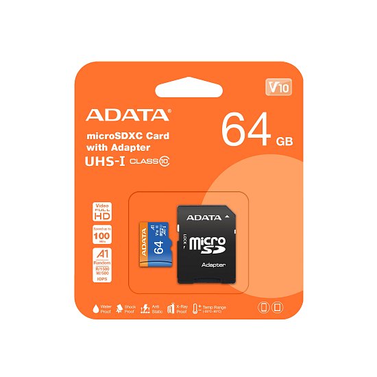 ADATA MicroSDXC 64GB UHS-I 100/25MB/s + adapter