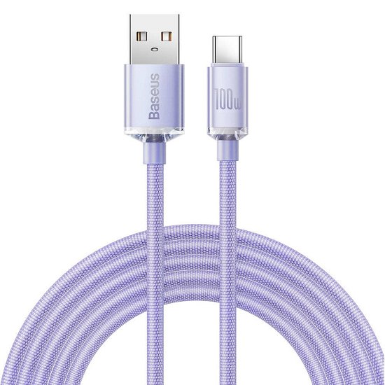 Baseus CAJY000505 Crystal Shine Series Datový Kabel USB - USB-C 100W 2m Purple