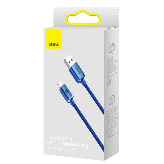 Baseus CAJY000403 Crystal Shine Series Datový Kabel USB - USB-C 100W 1,2m Blue