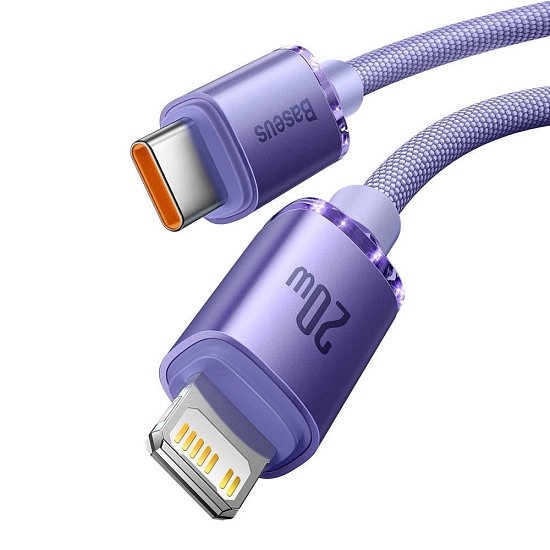 Baseus CAJY000205 Crystal Shine Series Datový Kabel USB-C - Lightning 20W 1,2m Purple