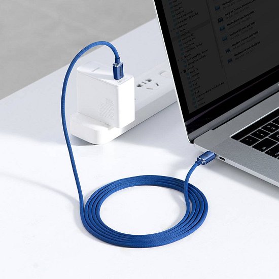 Baseus CAJY000703 Crystal Shine Series Datový Kabel USB-C - USB-C 100W 2m Blue