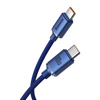 Baseus CAJY000603 Crystal Shine Series Datový Kabel USB-C - USB-C 100W 1,2m Blue