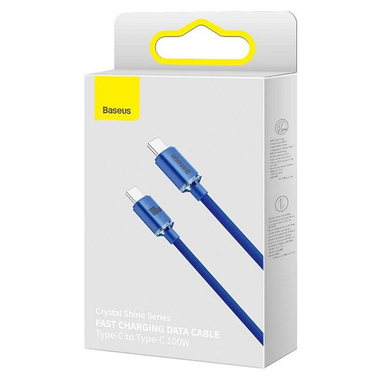 Baseus CAJY000603 Crystal Shine Series Datový Kabel USB-C - USB-C 100W 1,2m Blue