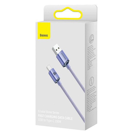 Baseus CAJY000505 Crystal Shine Series Datový Kabel USB - USB-C 100W 2m Purple