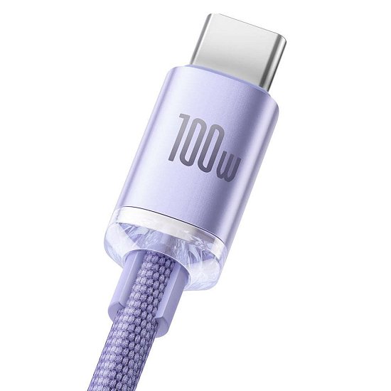 Baseus CAJY000405 Crystal Shine Series Datový Kabel USB - USB-C 100W 1,2m Purple