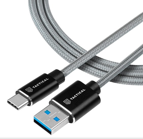 Tactical Fast Rope Aramid Cable USB-A/USB-C 1m Grey