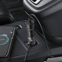 Baseus CCBT-D0G Share Together Car Charger with Cigarette Lighter Port 2x USB, 120W Grey